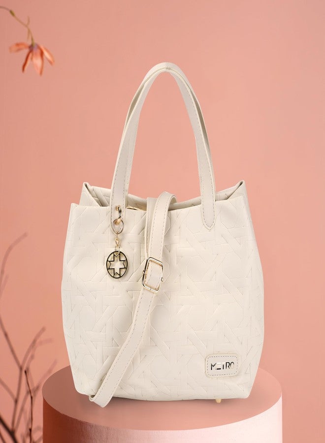Metro Women's Off/White Woven Satchel Bags(66-653) - Image 2